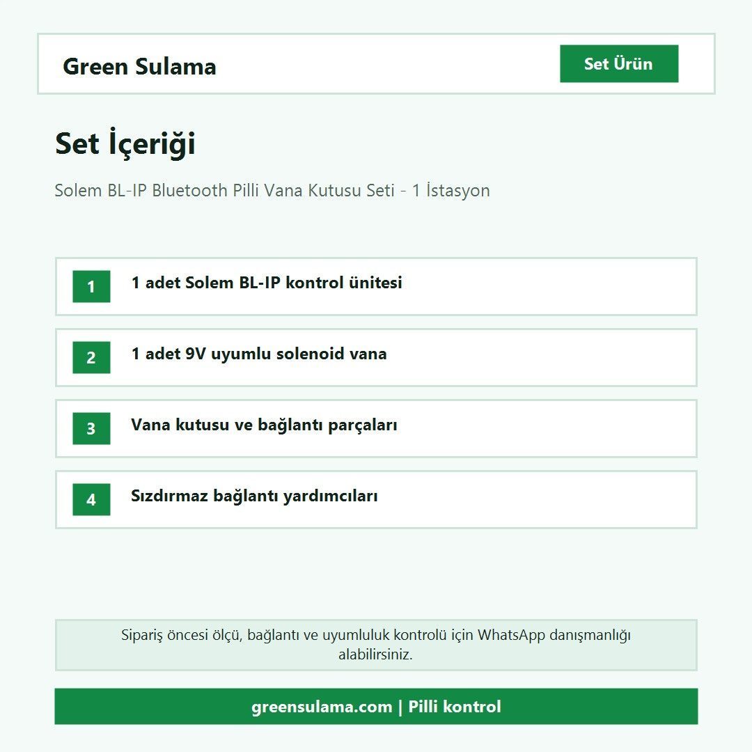 Solem BL-IP Bluetooth pilli vana kutusu seti set içeriği ve parça listesi