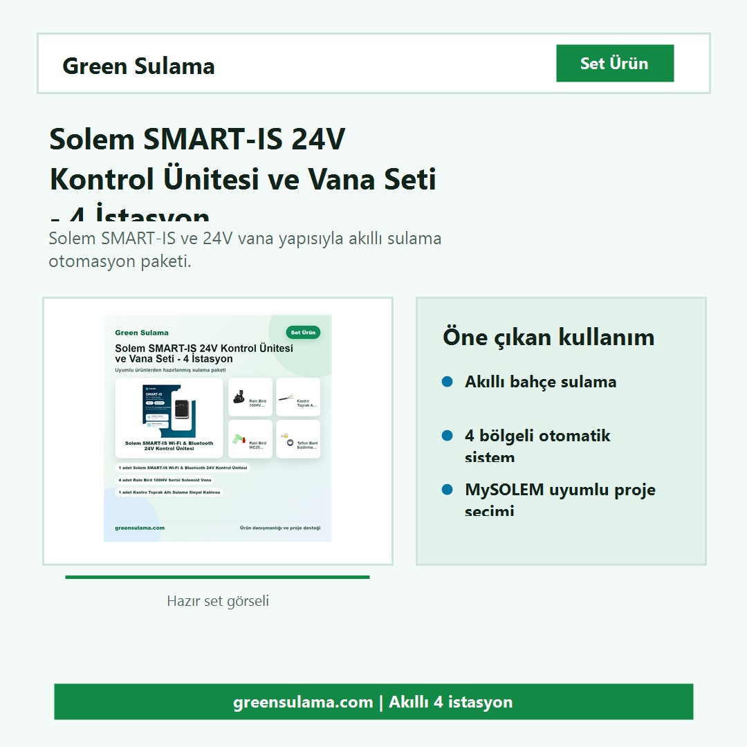Solem SMART-IS 4 istasyon kontrol ve vana seti hazır sulama seti görseli