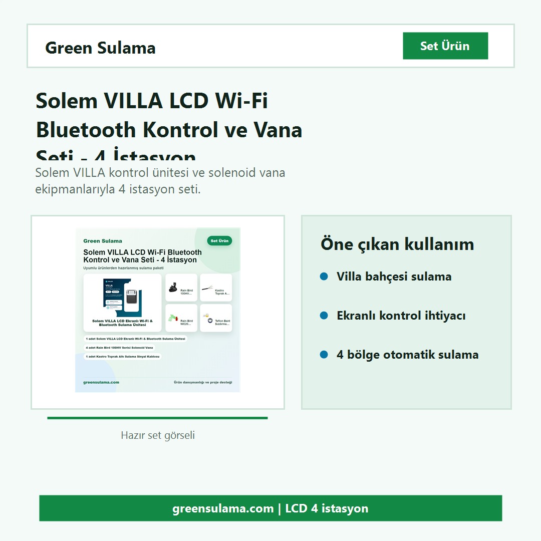 Solem VILLA 4 istasyon kontrol ve vana seti hazır sulama seti görseli